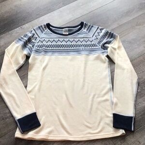 Kari Traa Wool Baselayer - Size L - Cream with Blue design